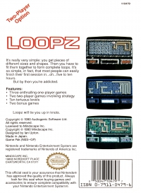 NES - Loopz Box Art Back