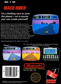 NES - Mach Rider Box Art Back