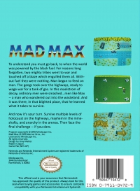 NES - Mad Max Box Art Back