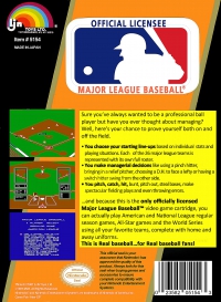 NES - Major League Baseball Box Art Back