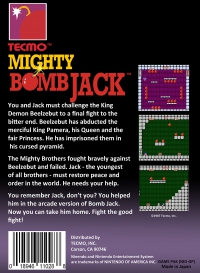 NES - Mighty Bomb Jack Box Art Back