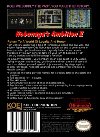 NES - Nobunaga's Ambition II Box Art Back