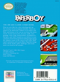 NES - Paperboy Box Art Back