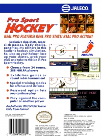 NES - Pro Sport Hockey Box Art Back