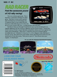NES - Rad Racer Box Art Back