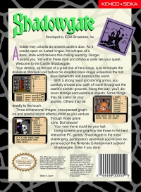 NES - Shadowgate Box Art Back
