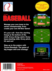 NES - Tecmo Baseball Box Art Back