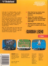 NES - The Guardian Legend Box Art Back