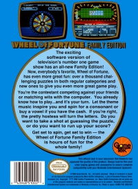 NES - Wheel of Fortune Family Edition Box Art Back