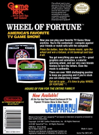 NES - Wheel of Fortune Box Art Back