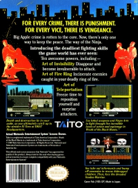 NES - Wrath of the Black Manta Box Art Back