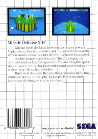SMS - Missile Defense 3 D Box Art Back