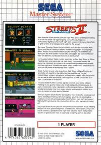 SMS - Streets of Rage 2 Box Art Back