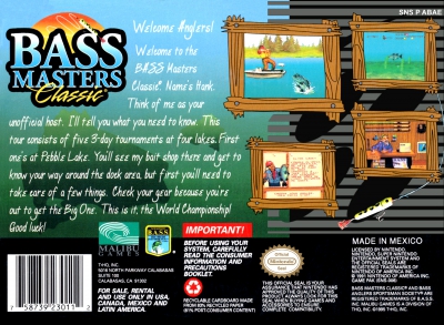 SNES - Bass Masters Classic Box Art Back