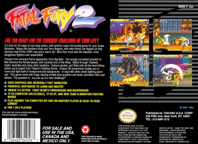 SNES - Fatal Fury 2 Box Art Back