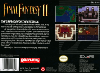 SNES - Final Fantasy II Box Art Back