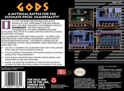 SNES - Gods Box Art Back