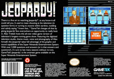 SNES - Jeopardy Box Art Back