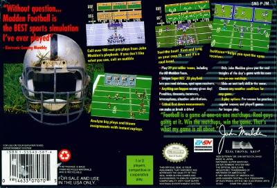 SNES - John Madden Football Box Art Back