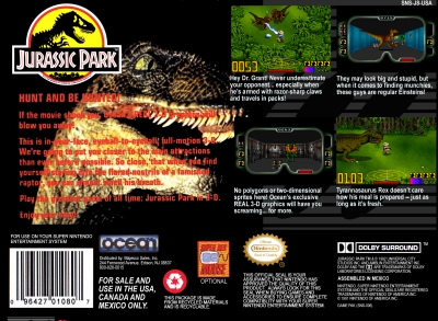 SNES - Jurassic Park Box Art Back