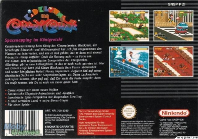 SNES - Kid Klown in Crazy Chase Box Art Back