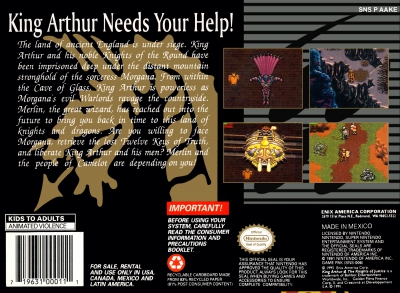 SNES - King Arthur and the Knights of Justice Box Art Back