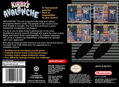 SNES - Kirby's Avalanche Box Art Back