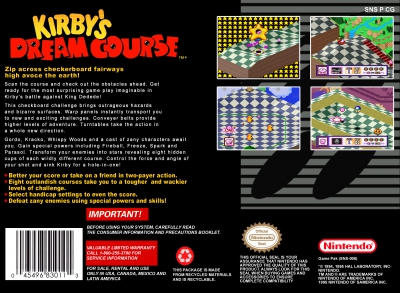 SNES - Kirby's Dream Course Box Art Back