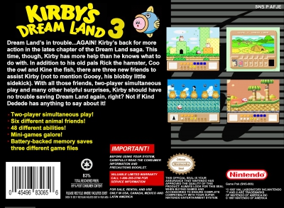 SNES - Kirby's Dream Land 3 Box Art Back
