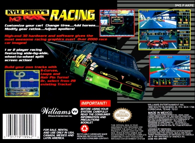 SNES - Kyle Petty's No Fear Racing Box Art Back