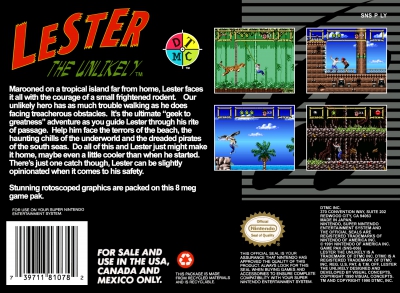 SNES - Lester the Unlikely Box Art Back