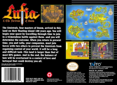 SNES - Lufia and the Fortress of Doom Box Art Back