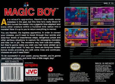 SNES - Magic Boy Box Art Back