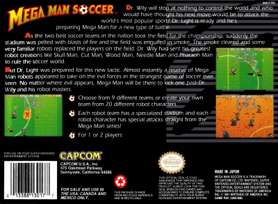 SNES - Mega Man Soccer Box Art Back