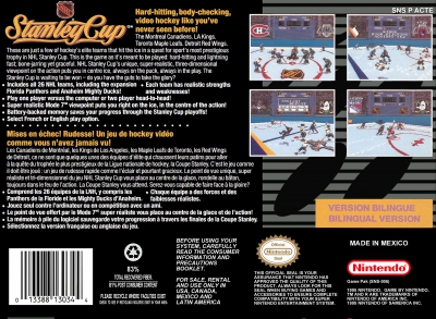 SNES - NHL Stanley Cup Box Art Back