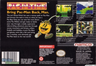 SNES - Pac In Time Box Art Back