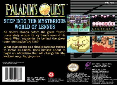 SNES - Paladin's Quest Box Art Back