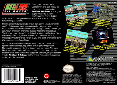 SNES - Redline F 1 Racer Box Art Back