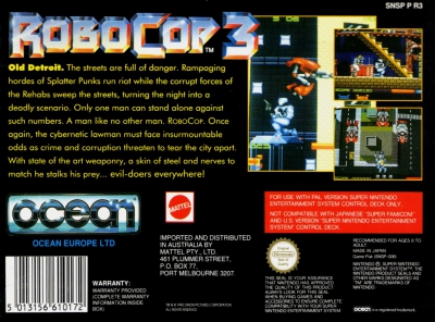 SNES - RoboCop 3 Box Art Back