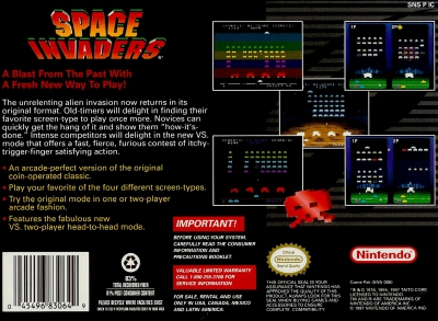 SNES - Space Invaders Box Art Back