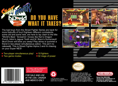 SNES - Street Fighter Alpha 2 Box Art Back