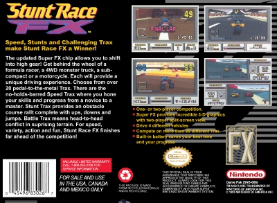 SNES - Stunt Race FX Box Art Back