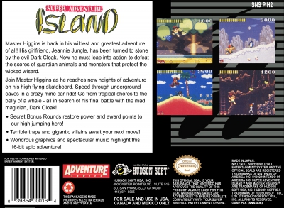 SNES - Super Adventure Island Box Art Back