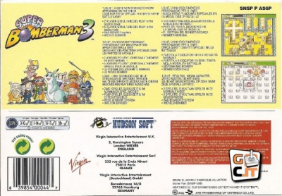 SNES - Super Bomberman 3 Box Art Back