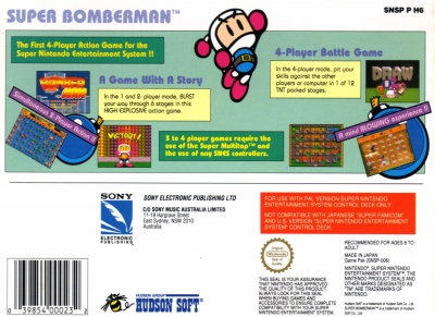 SNES - Super Bomberman Box Art Back
