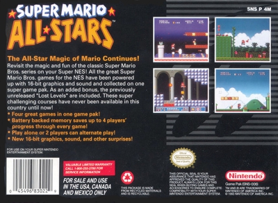 SNES - Super Mario All Stars Box Art Back