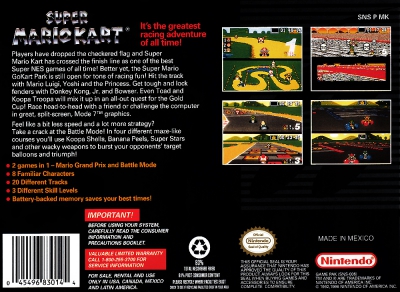 SNES - Super Mario Kart Box Art Back