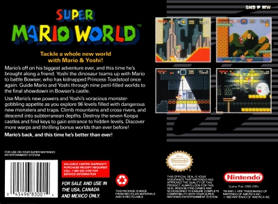SNES - Super Mario World Box Art Back