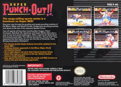 SNES - Super Punch Out Box Art Back