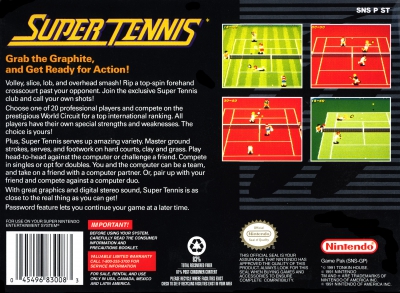 SNES - Super Tennis Box Art Back